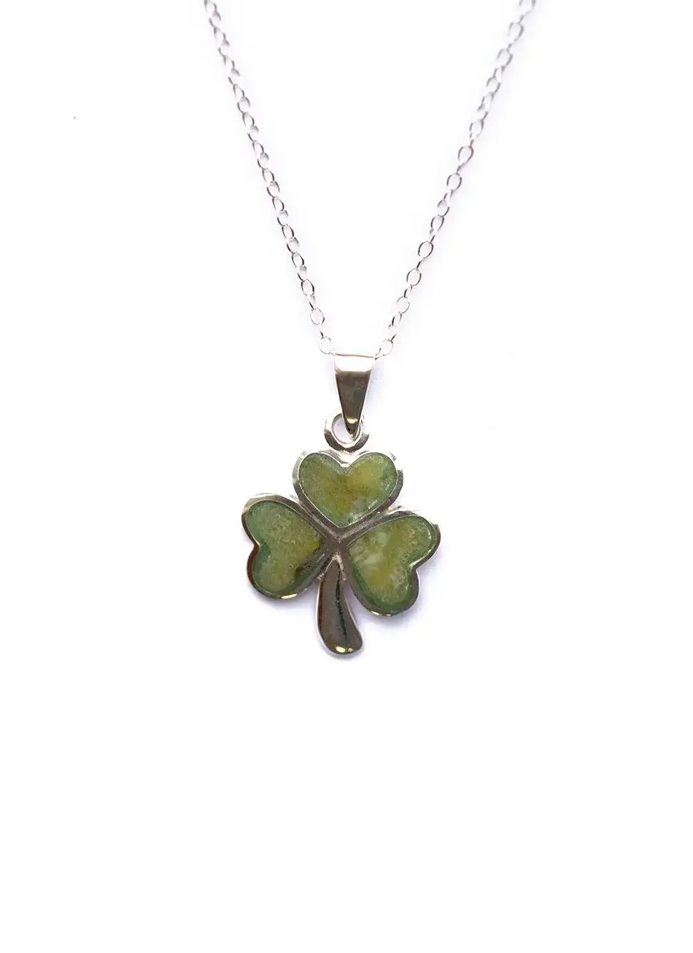 Connemara Marble and Sterling Silver Shamrock Inlaid Pendant